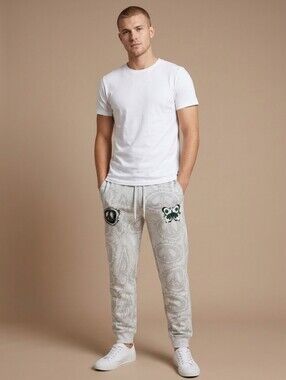 $84 AGTAWH Men's Embroidered Peace Sign Graphic Jogger